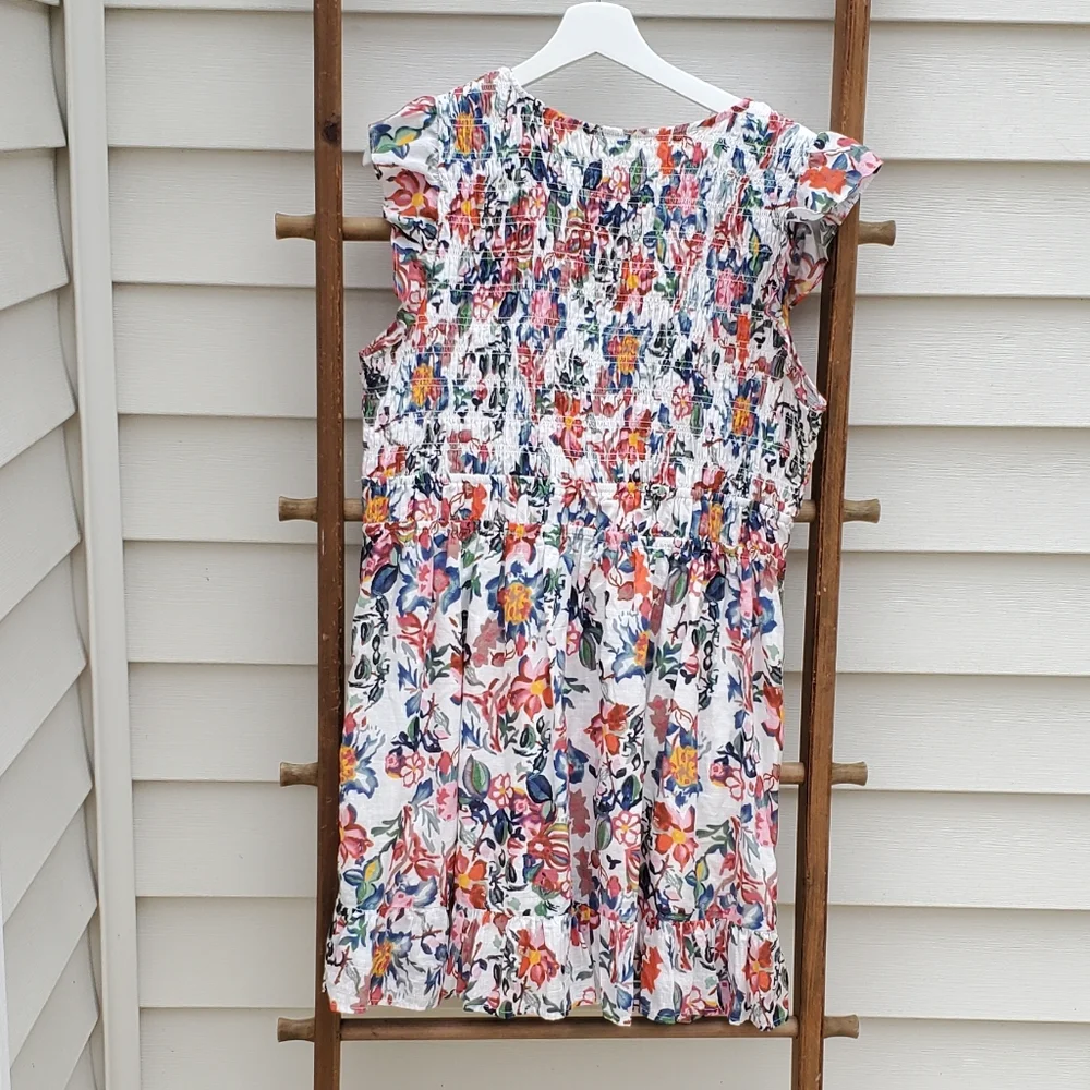 Anthropologie The Peregrine Button Front V-Neck Mini Dress Size L - Picture 3 of 5